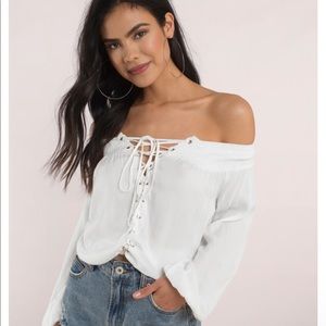 Brand new off shoulder lace up tobi top